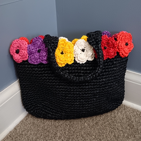 Vintage Neiman Marcus Woven Raffia Flower Handbag Made in Italy - Picture 2 of 9